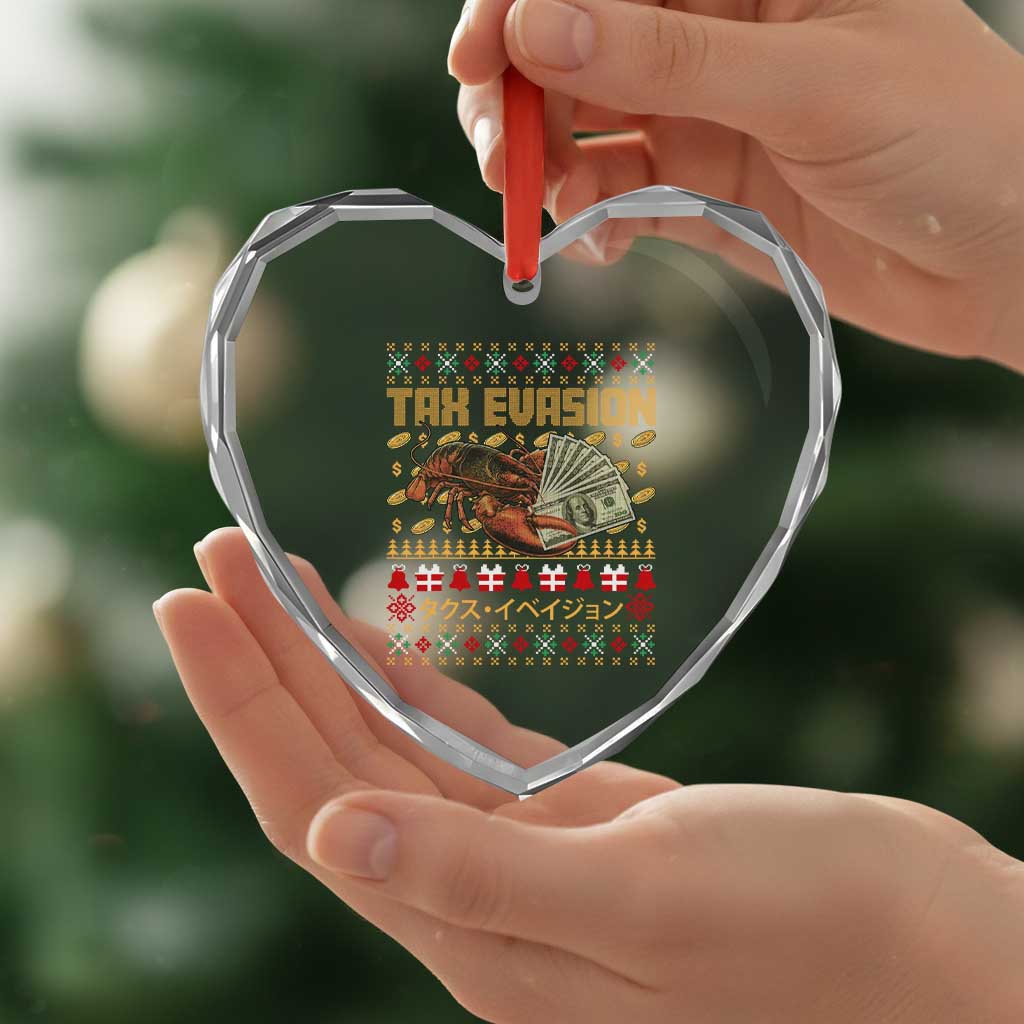 Tax Evasion Lobster Christmas Heart Crystal Glass Ornament Funny Sarcasm Oddly Specific Meme - Wonder Print Shop