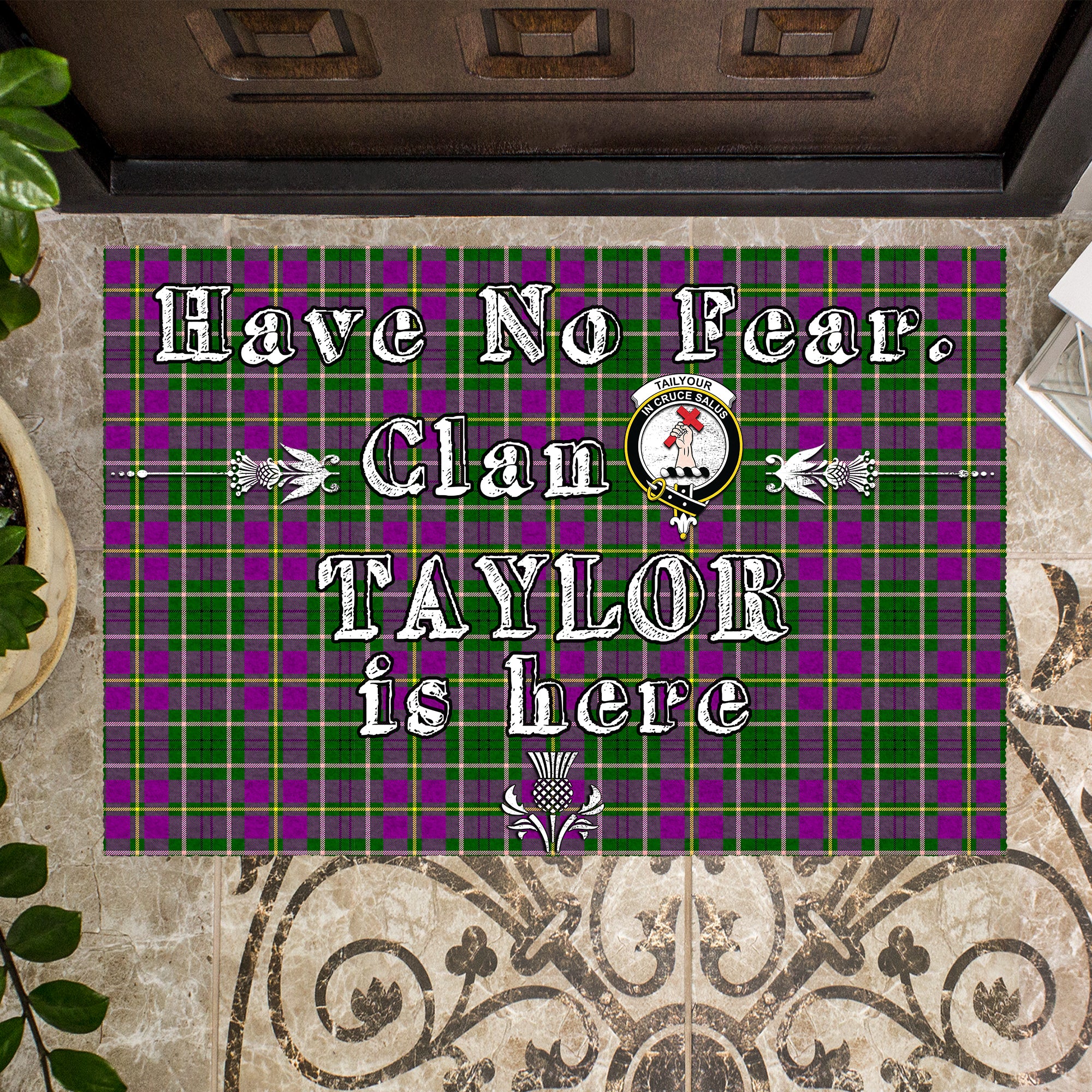 taylor-clan-tartan-door-mat-family-crest-have-no-fear-tartan-door-mat