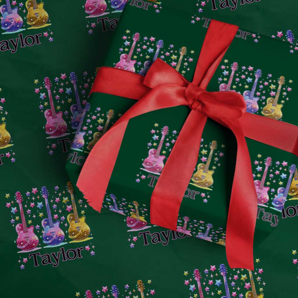 Taylor Name Wrapping Paper Roll Retro Groovy 70s 80s
