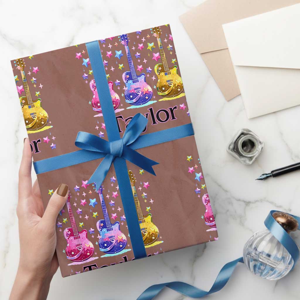 Taylor Name Wrapping Paper Roll Retro Groovy 70s 80s