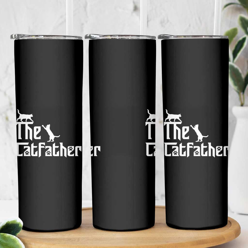Funny Cat Dad Skinny Tumbler The Catfather - Wonder Print Shop
