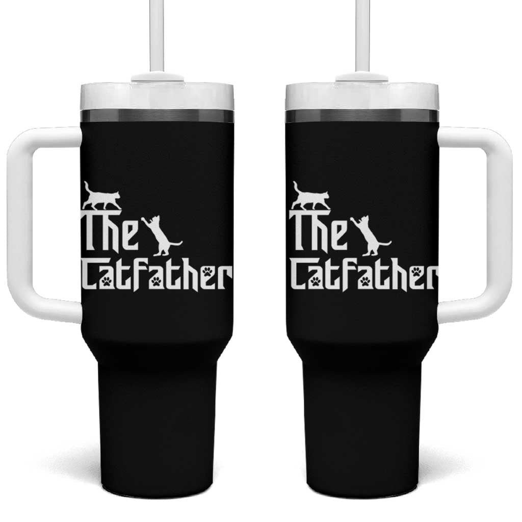 Funny Cat Dad Tumbler With Handle The Catfather - Wonder Print Shop