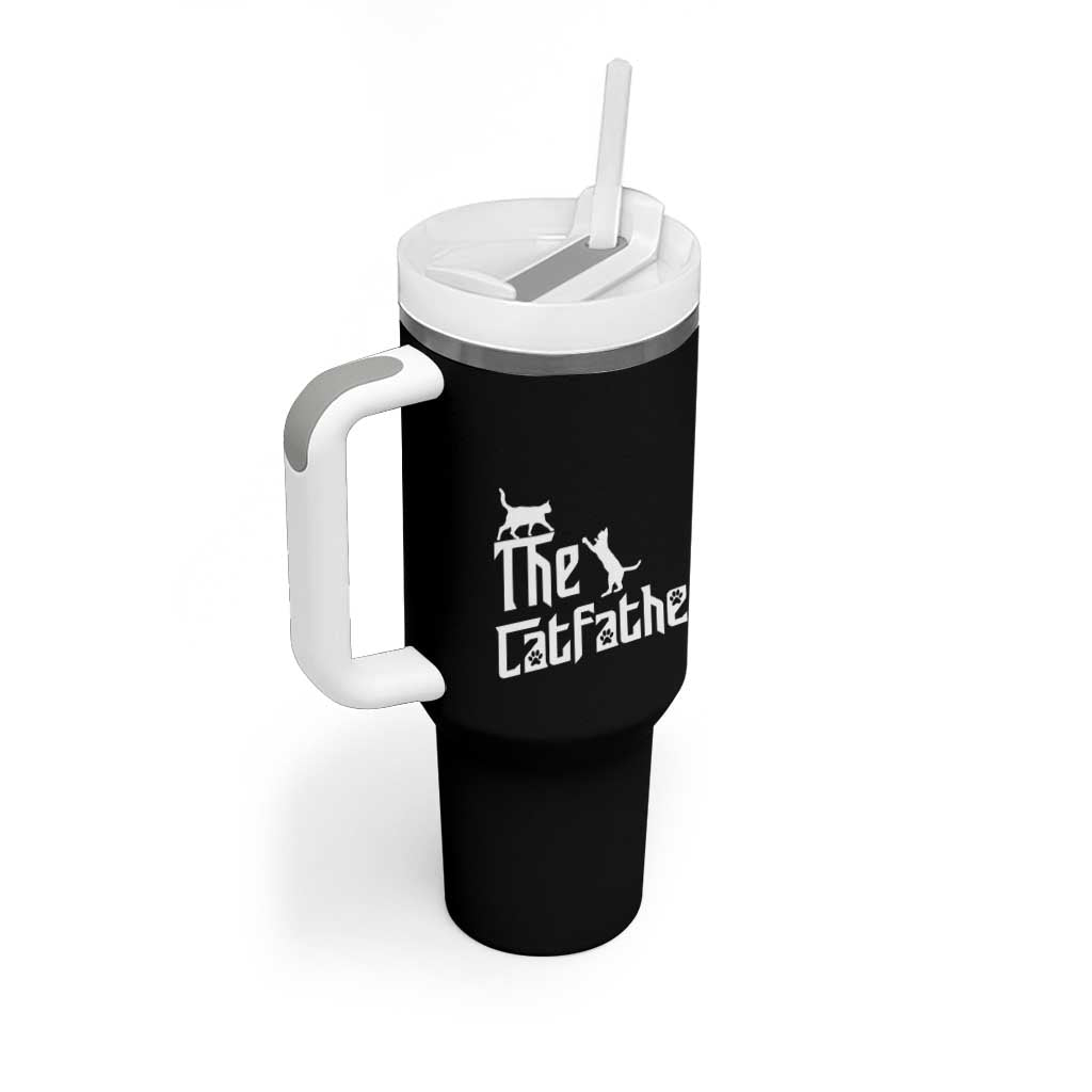 Funny Cat Dad Tumbler With Handle The Catfather - Wonder Print Shop