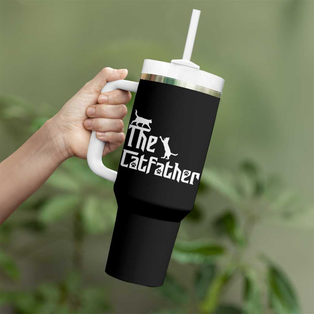 Funny Cat Dad Tumbler With Handle The Catfather - Wonder Print Shop