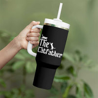 Funny Cat Dad Tumbler With Handle The Catfather - Wonder Print Shop