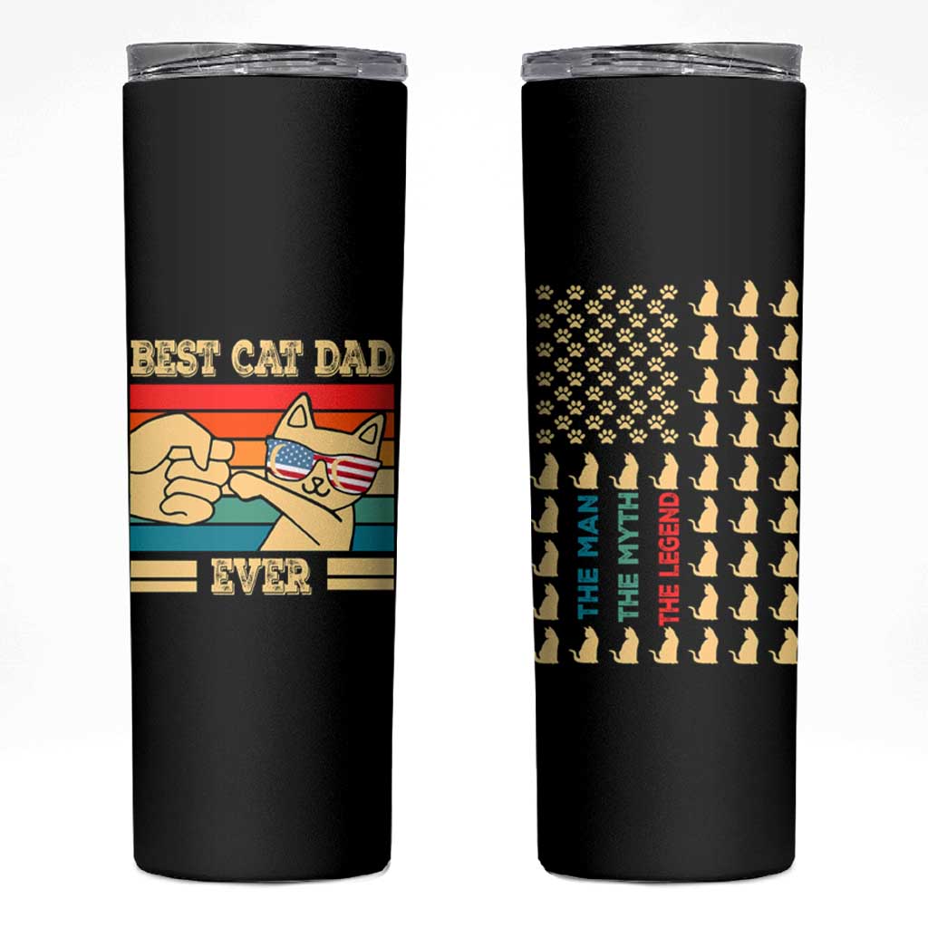 Best Cat Dad Ever Skinny Tumbler The Man The Myth The Legend American Paw Flag - Wonder Print Shop