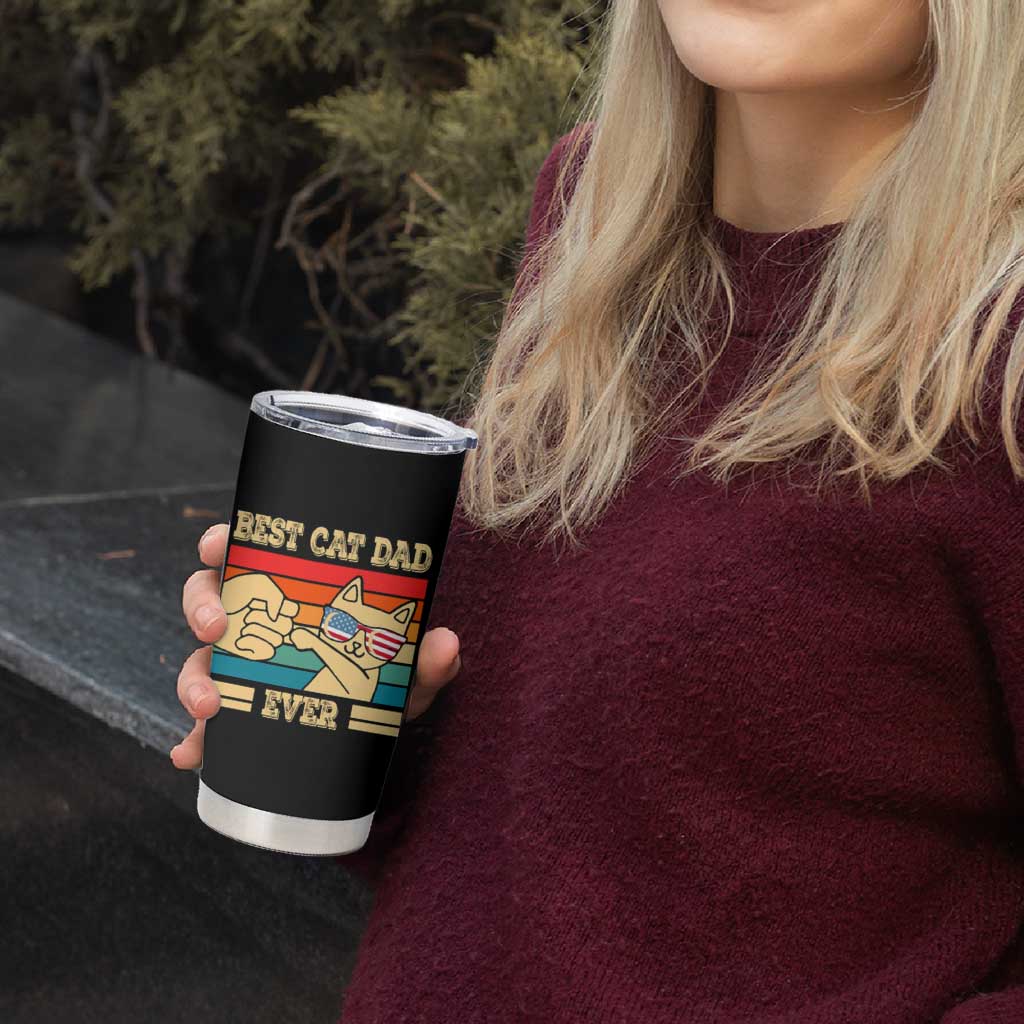 Best Cat Dad Ever Tumbler Cup The Man The Myth The Legend American Paw Flag - Wonder Print Shop