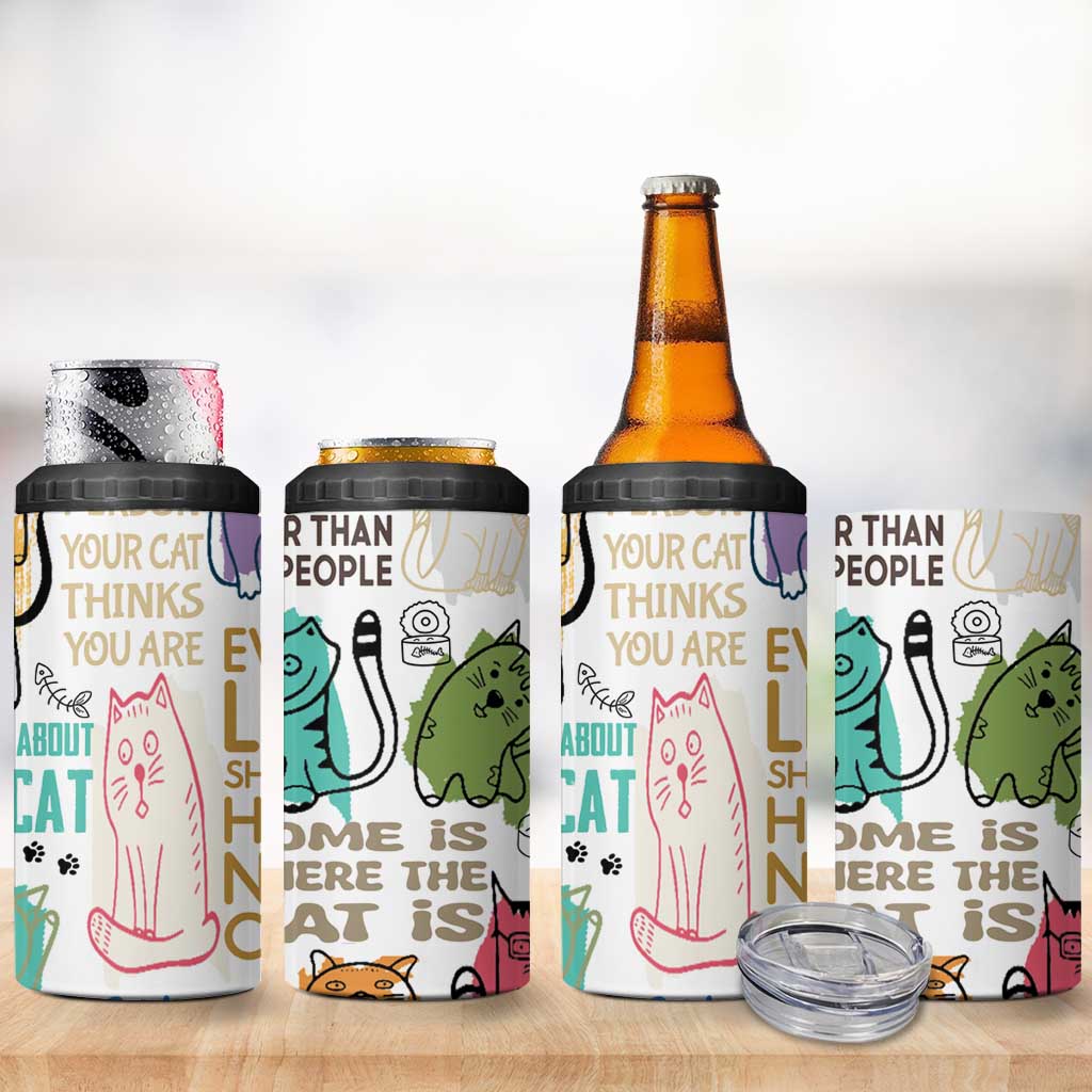 Cute Cat Graphic 4 in 1 Can Cooler Tumbler Funny Cat Lover Sayings - Wonder Print Shop