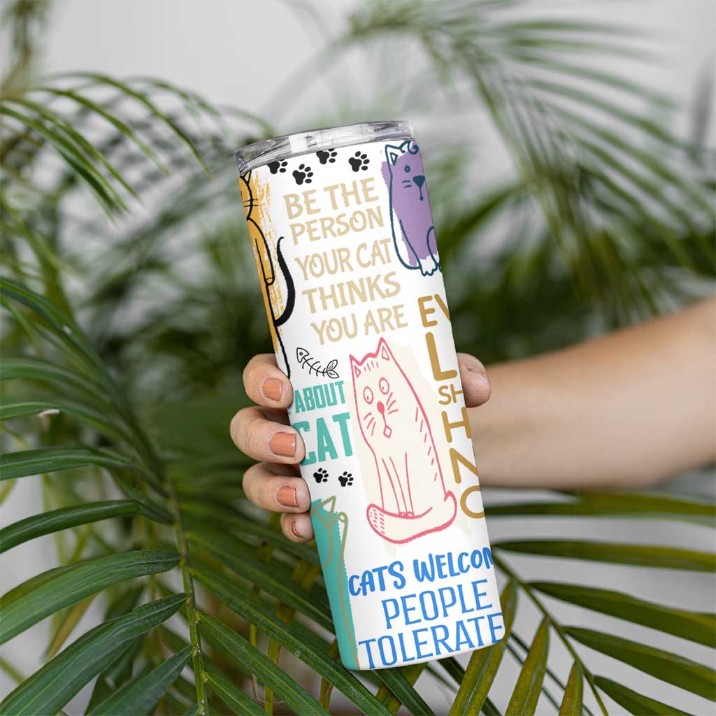 Cute Cat Graphic Skinny Tumbler Funny Cat Lover Sayings - Wonder Print Shop