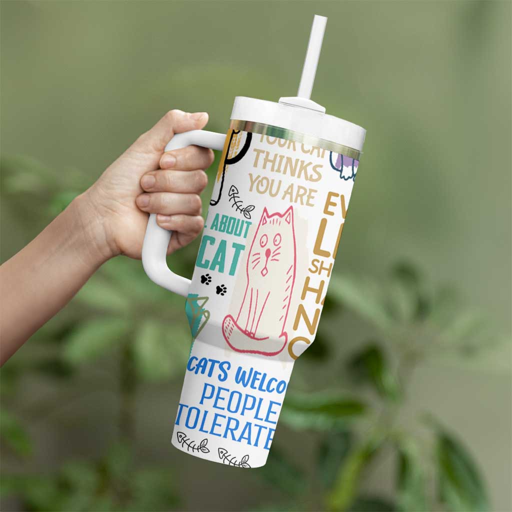 Cute Cat Graphic Tumbler With Handle Funny Cat Lover Sayings - Wonder Print Shop