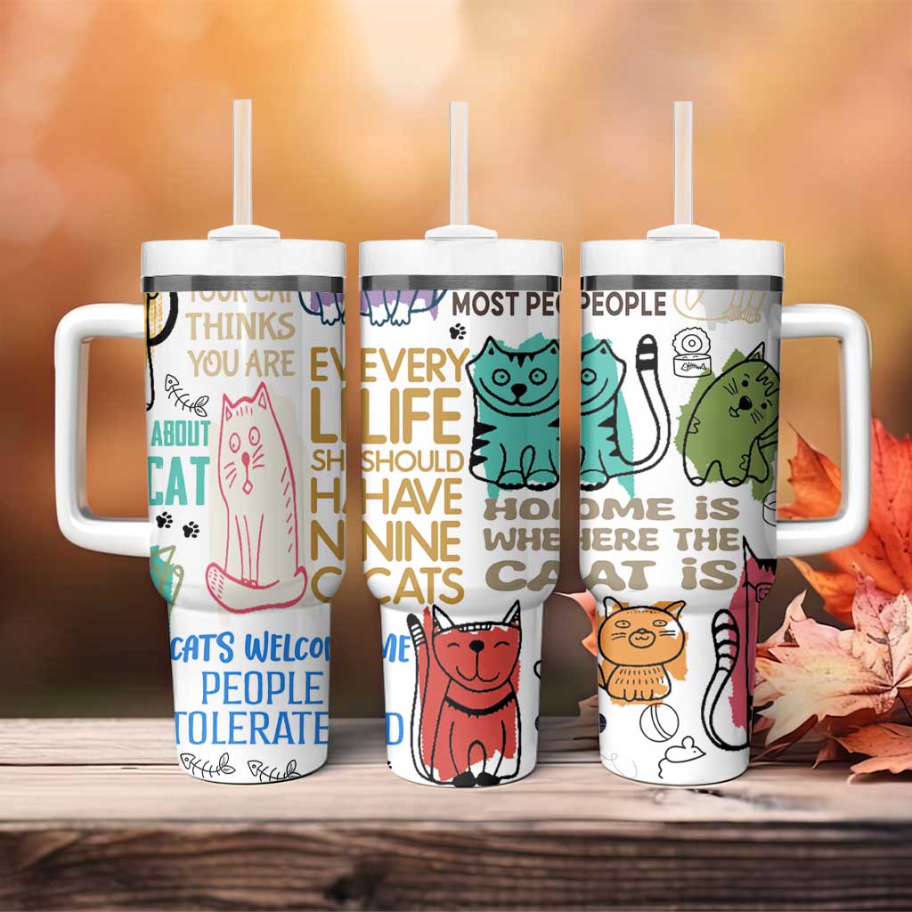 Cute Cat Graphic Tumbler With Handle Funny Cat Lover Sayings - Wonder Print Shop