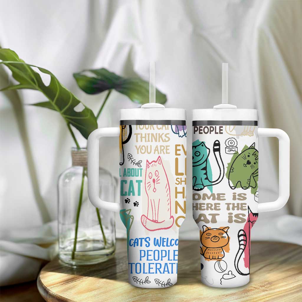 Cute Cat Graphic Tumbler With Handle Funny Cat Lover Sayings - Wonder Print Shop