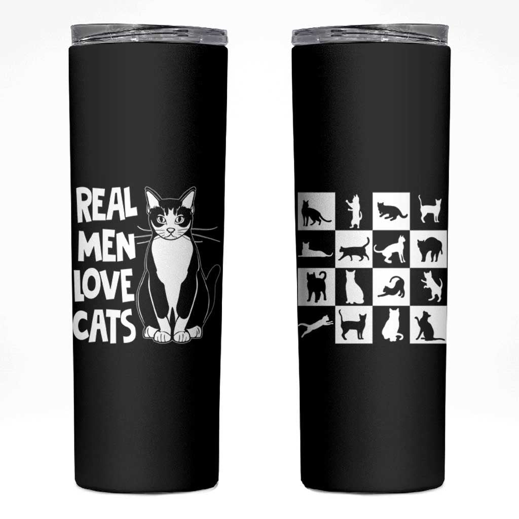 Funny Cat Dad Skinny Tumbler Real Men Love Cats Retro Vintage - Wonder Print Shop