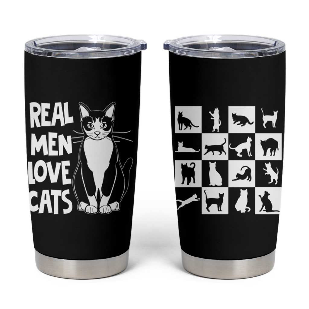 Funny Cat Dad Tumbler Cup Real Men Love Cats Retro Vintage - Wonder Print Shop