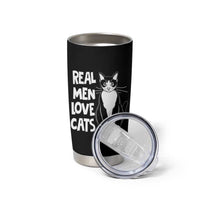 Funny Cat Dad Tumbler Cup Real Men Love Cats Retro Vintage - Wonder Print Shop