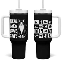 Funny Cat Dad Tumbler With Handle Real Men Love Cats Retro Vintage - Wonder Print Shop