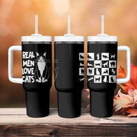 Funny Cat Dad Tumbler With Handle Real Men Love Cats Retro Vintage - Wonder Print Shop