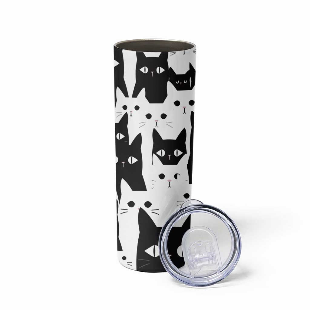 Funny Black Cat Skinny Tumbler It's Fine I'm Fine Everything Is Fine Burnt Cat Meme - Wonder Print Shop