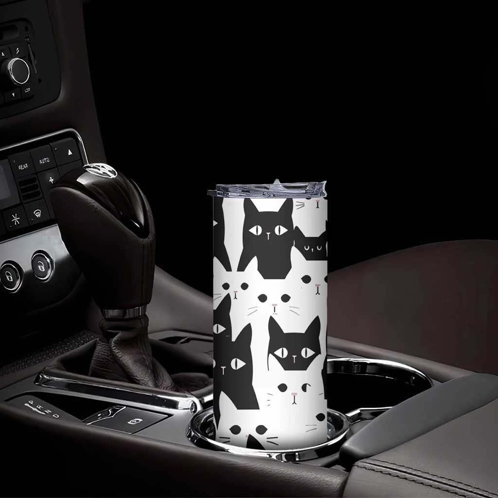 Funny Black Cat Skinny Tumbler It's Fine I'm Fine Everything Is Fine Burnt Cat Meme - Wonder Print Shop