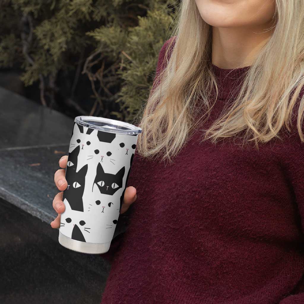 Funny Black Cat Tumbler Cup It's Fine I'm Fine Everything Is Fine Burnt Cat Meme - Wonder Print Shop