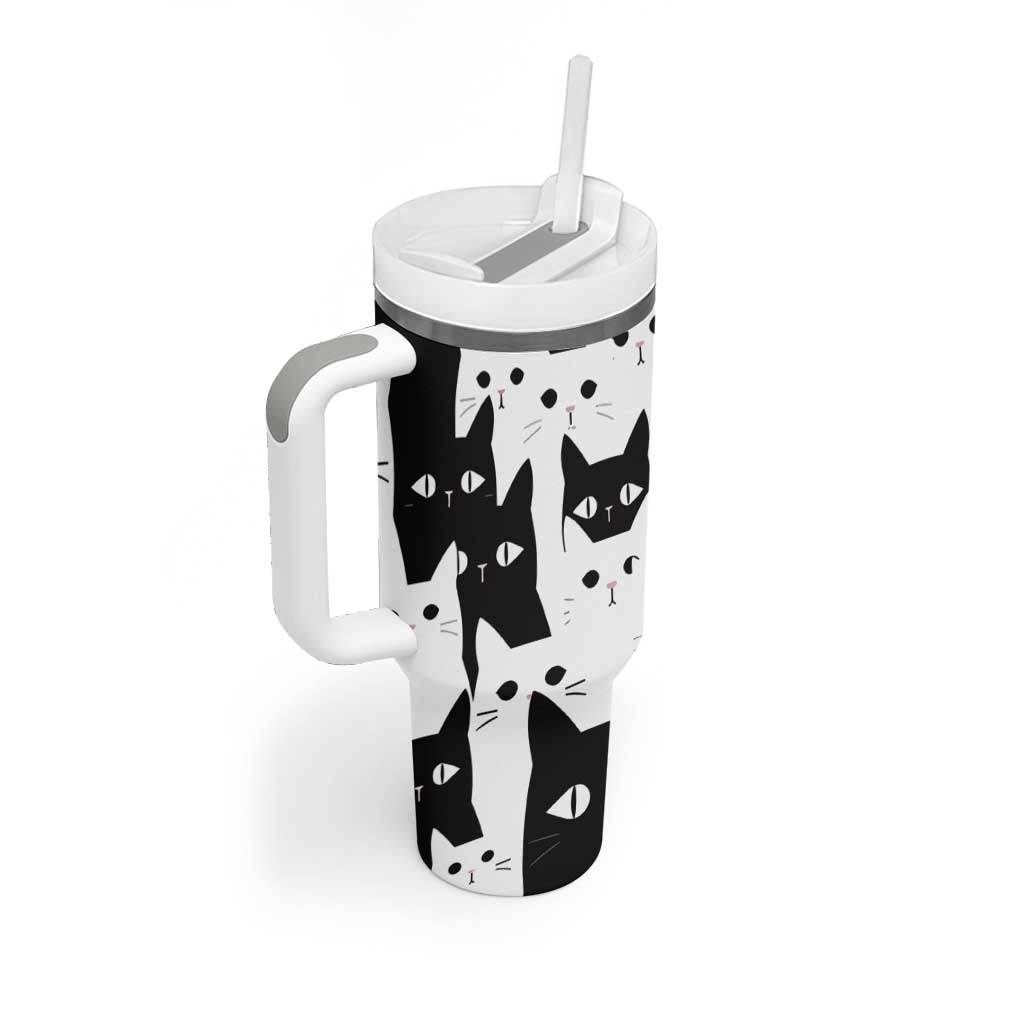 Funny Black Cat Tumbler With Handle It's Fine I'm Fine Everything Is Fine Burnt Cat Meme - Wonder Print Shop