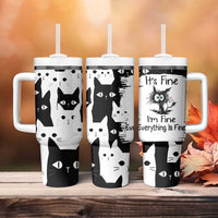 Funny Black Cat Tumbler With Handle It's Fine I'm Fine Everything Is Fine Burnt Cat Meme - Wonder Print Shop