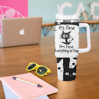 Funny Black Cat Tumbler With Handle It's Fine I'm Fine Everything Is Fine Burnt Cat Meme - Wonder Print Shop