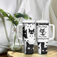 Funny Black Cat Tumbler With Handle It's Fine I'm Fine Everything Is Fine Burnt Cat Meme - Wonder Print Shop