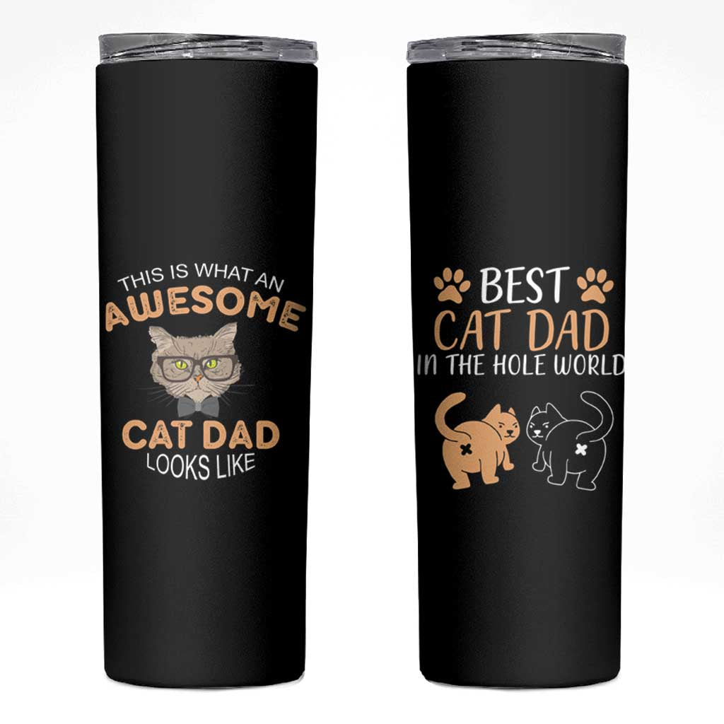 Awesome Cats Dad Skinny Tumbler Funny Best Cat Dad In The Hole World - Wonder Print Shop