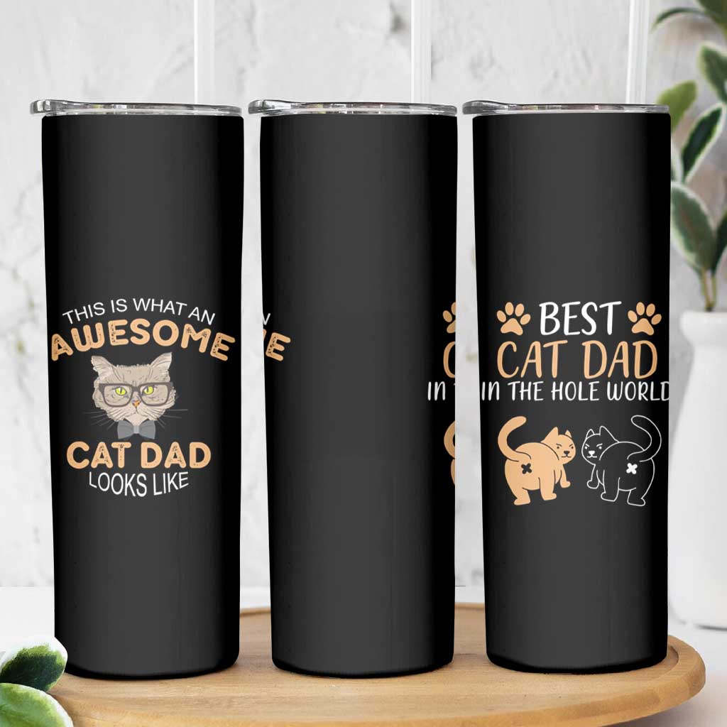 Awesome Cats Dad Skinny Tumbler Funny Best Cat Dad In The Hole World - Wonder Print Shop