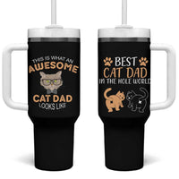Awesome Cats Dad Tumbler With Handle Funny Best Cat Dad In The Hole World - Wonder Print Shop