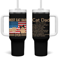 Funny Cat Dad Tumbler With Handle Best Cat Dad Ever Definition American Flag Fist Bump - Wonder Print Shop