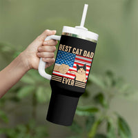Funny Cat Dad Tumbler With Handle Best Cat Dad Ever Definition American Flag Fist Bump - Wonder Print Shop