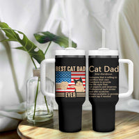 Funny Cat Dad Tumbler With Handle Best Cat Dad Ever Definition American Flag Fist Bump - Wonder Print Shop