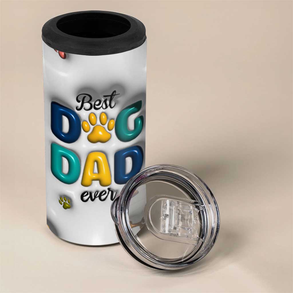 Personalized Dog Dad 3D Inflated Effect Printed 4 in 1 Can Cooler Tumbler Custom Dogs Name Best Dog Dad Ever Fist Bump - Wonder Print Shop