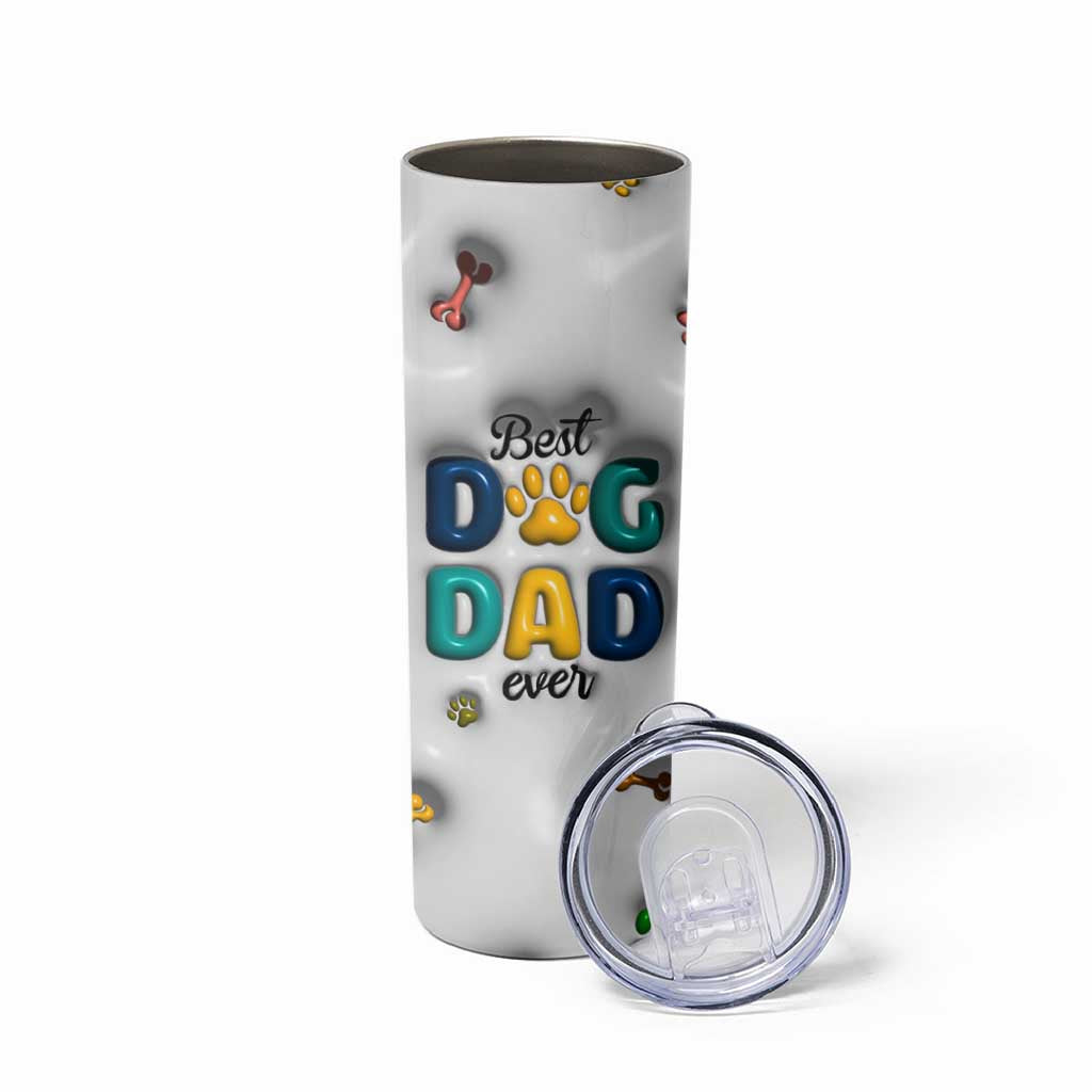 Personalized Dog Dad 3D Inflated Effect Printed Skinny Tumbler Custom Dogs Name Best Dog Dad Ever Fist Bump - Wonder Print Shop
