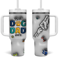 Personalized Dog Dad 3D Inflated Effect Printed Tumbler With Handle Custom Dogs Name Best Dog Dad Ever Fist Bump - Wonder Print Shop
