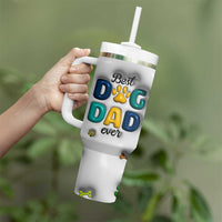 Personalized Dog Dad 3D Inflated Effect Printed Tumbler With Handle Custom Dogs Name Best Dog Dad Ever Fist Bump - Wonder Print Shop