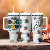 Personalized Dog Dad 3D Inflated Effect Printed Tumbler With Handle Custom Dogs Name Best Dog Dad Ever Fist Bump - Wonder Print Shop