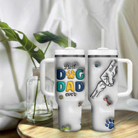 Personalized Dog Dad 3D Inflated Effect Printed Tumbler With Handle Custom Dogs Name Best Dog Dad Ever Fist Bump - Wonder Print Shop