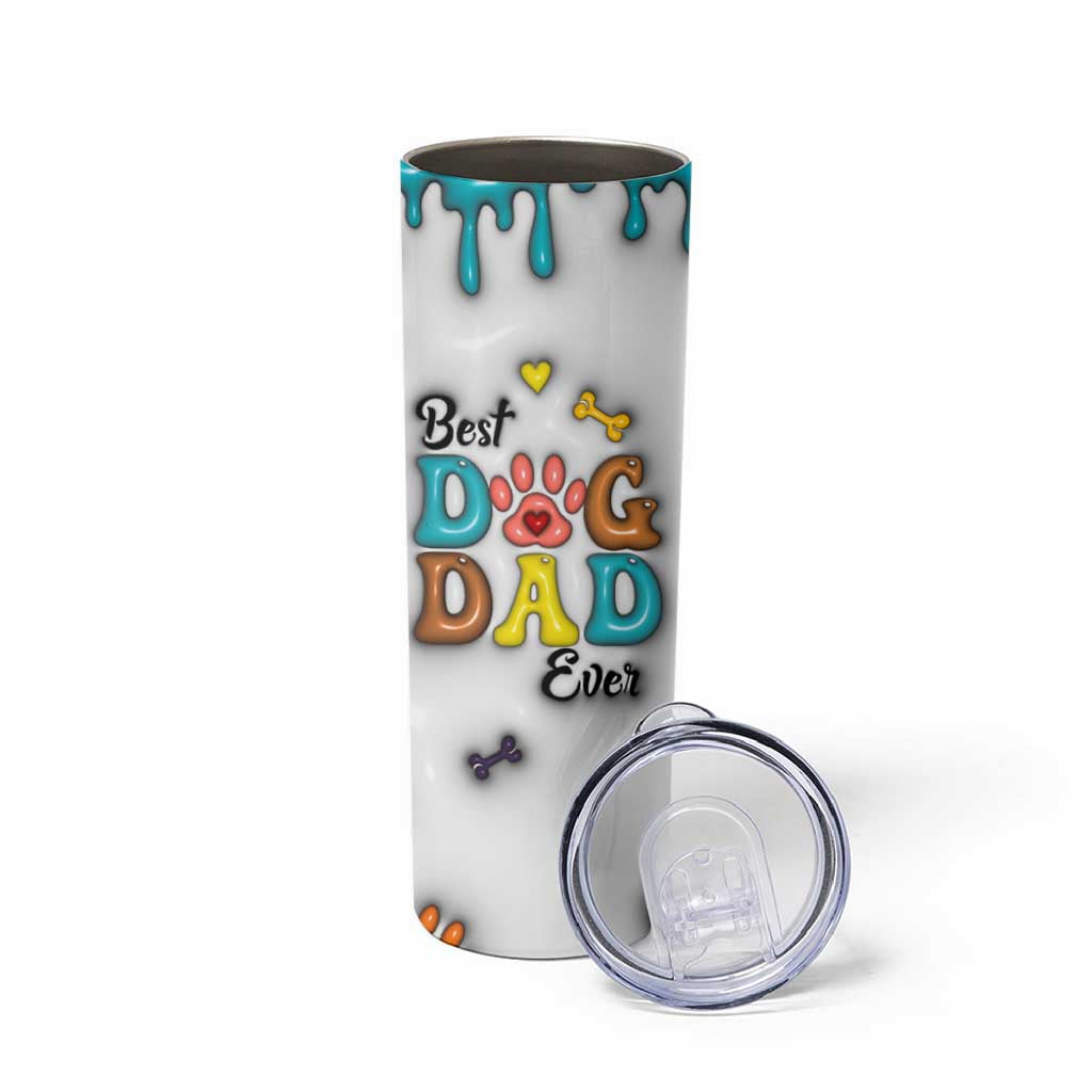 Personalized Dog Dad 3D Inflated Effect Printed Skinny Tumbler Custom Dogs Photo Best Dog Dad Ever Thanks For Belly Rubs And Picking Up My Poop - Wonder Print Shop