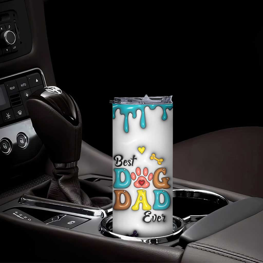 Personalized Dog Dad 3D Inflated Effect Printed Skinny Tumbler Custom Dogs Photo Best Dog Dad Ever Thanks For Belly Rubs And Picking Up My Poop - Wonder Print Shop