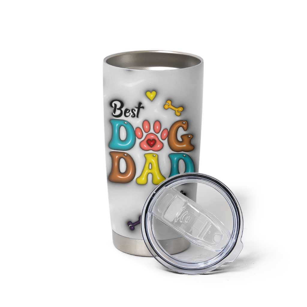 Personalized Dog Dad 3D Inflated Effect Printed Tumbler Cup Custom Dogs Photo Best Dog Dad Ever Thanks For Belly Rubs And Picking Up My Poop - Wonder Print Shop