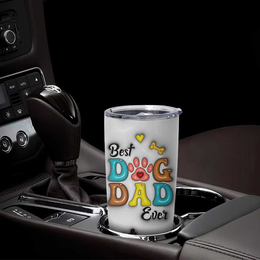 Personalized Dog Dad 3D Inflated Effect Printed Tumbler Cup Custom Dogs Photo Best Dog Dad Ever Thanks For Belly Rubs And Picking Up My Poop - Wonder Print Shop