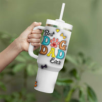 Personalized Dog Dad 3D Inflated Effect Printed Tumbler With Handle Custom Dogs Photo Best Dog Dad Ever Thanks For Belly Rubs And Picking Up My Poop - Wonder Print Shop