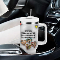 Personalized Dog Dad 3D Inflated Effect Printed Tumbler With Handle Custom Dogs Photo Best Dog Dad Ever Thanks For Belly Rubs And Picking Up My Poop - Wonder Print Shop