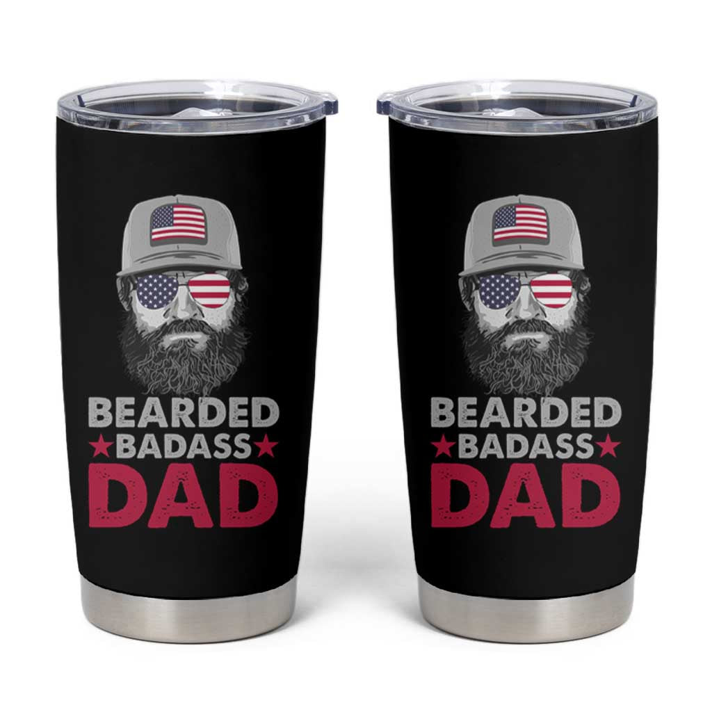 Bearded Dad Tumbler Cup Cool Patriotic American Papa US Flag Vintage - Wonder Print Shop