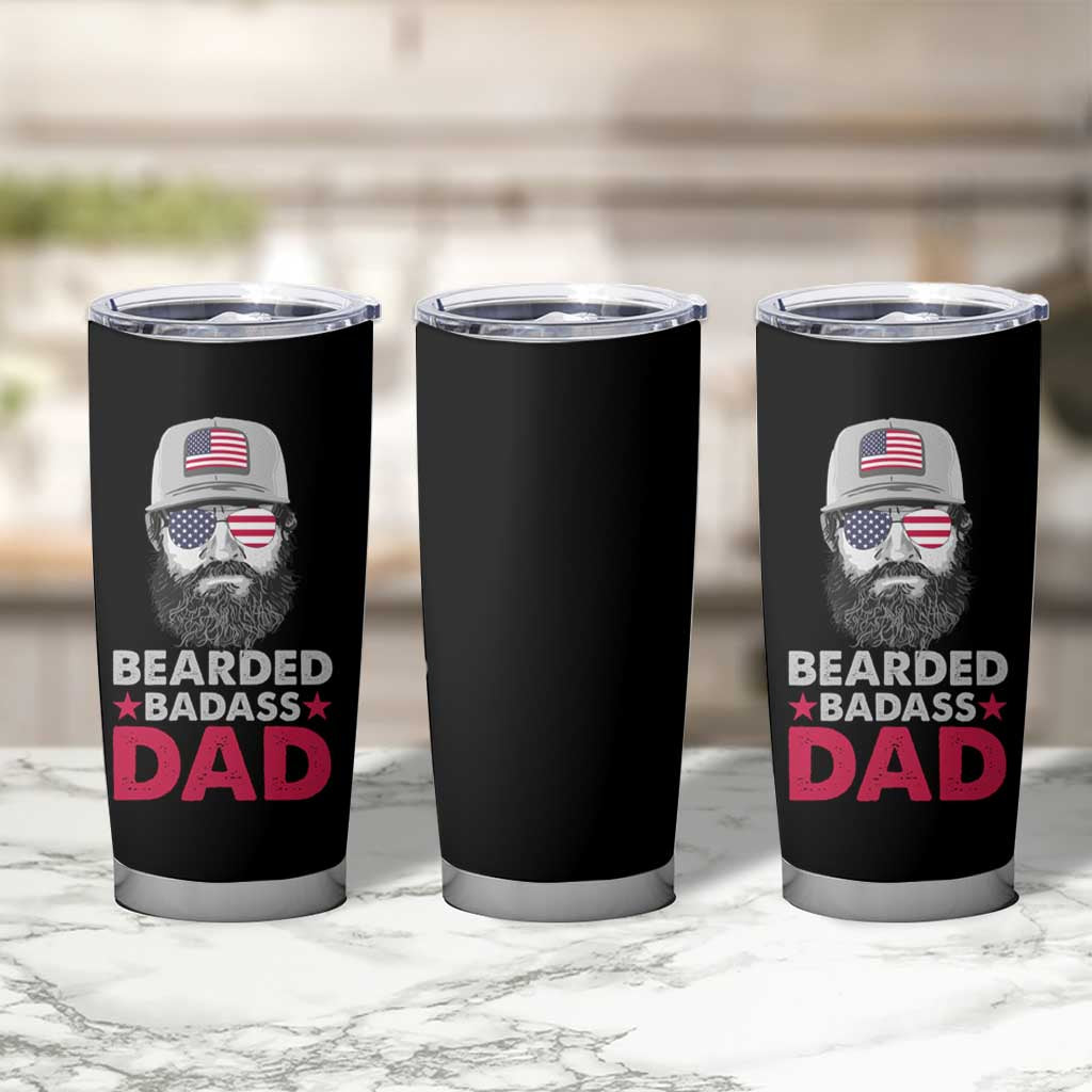Bearded Dad Tumbler Cup Cool Patriotic American Papa US Flag Vintage - Wonder Print Shop