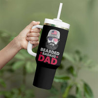 Bearded Dad Tumbler With Handle Cool Patriotic American Papa US Flag Vintage - Wonder Print Shop