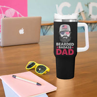 Bearded Dad Tumbler With Handle Cool Patriotic American Papa US Flag Vintage - Wonder Print Shop